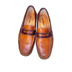 JOHNSTON & MURPHY men 12 LEATHER 2 Tone loafers dress shoes men’s size 12